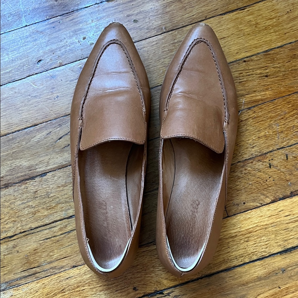 J. Crew Tan Leather Pointed Toe Loafers